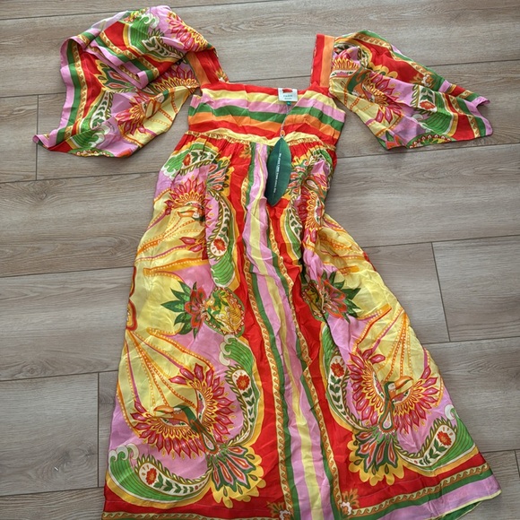 FARM RIO beach toucan scarf midi dress. NWT SZ SMALL - Picture 3 of 6